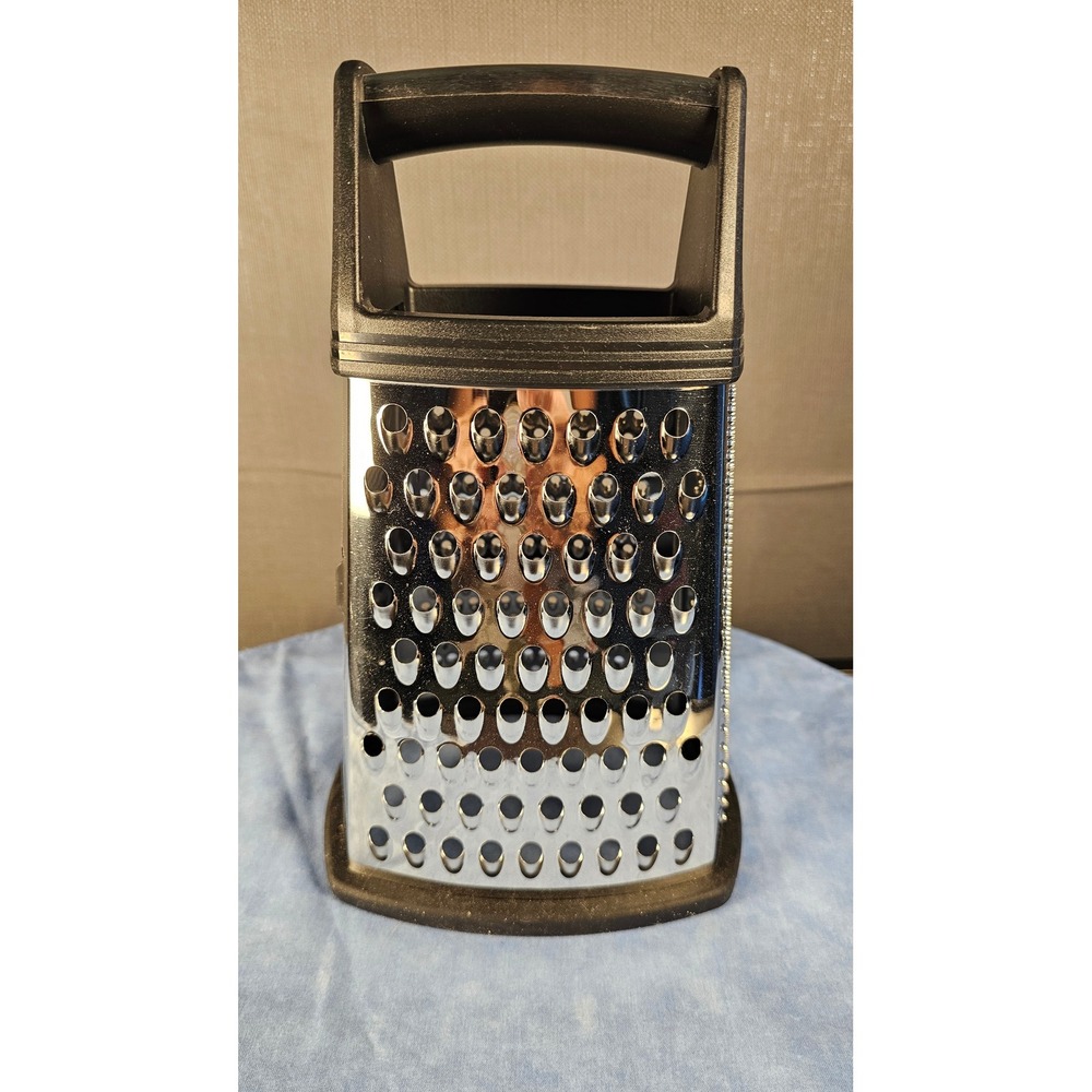 Sabatier Stainless Steel 4-Sided Box Grater Black Ergonomic Handle 9.5 Inch